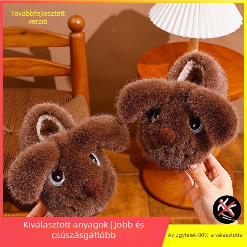 Gyerekeknek készült téli pamut papucs fleece béléssel, csúszásmentes talppal, meleg és kényelmes