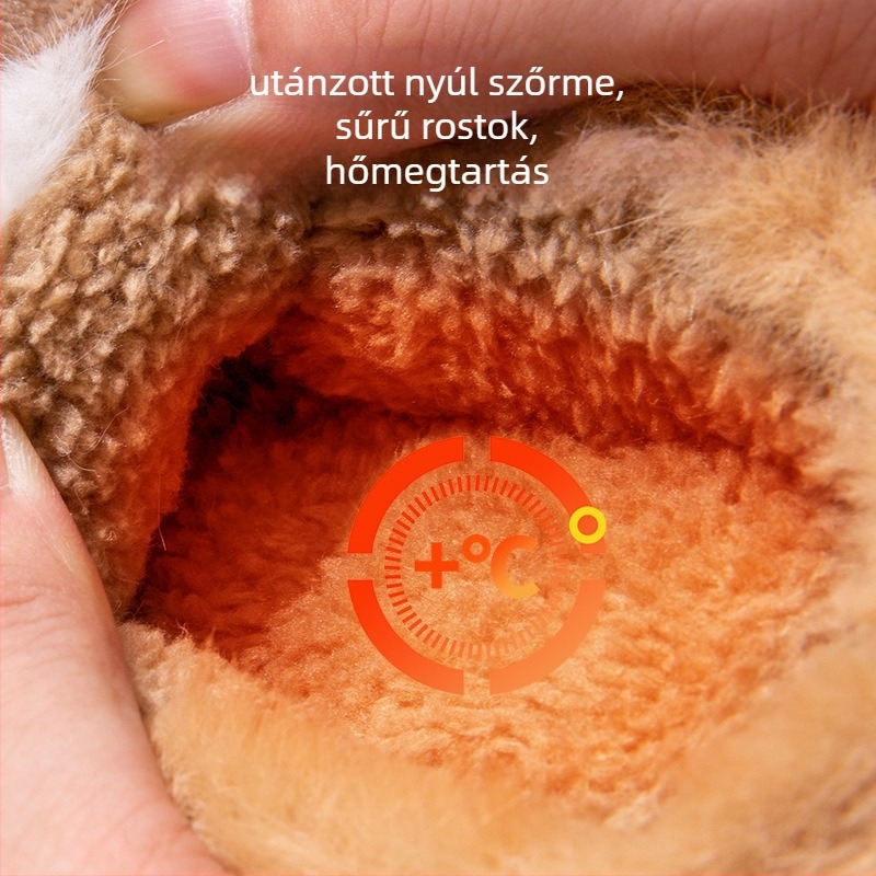 Gyerekeknek pamut papucs plüss felsőrésszel, EVA csúszásmentes talppal, állat mintázat, meleg, relif felület