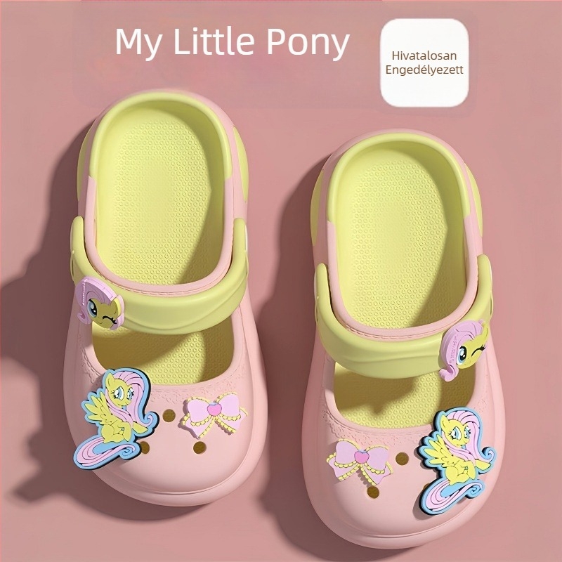 Crocs-stílusú lukas szandál, EVA felsőrész, zárt orr, vastag talp, gyorsan száradó, csúszásmentes, lányoknak és gyerekeknek, nyár 2025