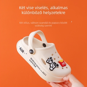 Gyerekek EVA Crocs-stílusú papucs, uniszex, rajzfilm, beltéri és kültéri használatra, 7–12 évesek