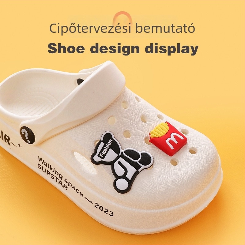 Gyerekek EVA Crocs-stílusú papucs, uniszex, rajzfilm, beltéri és kültéri használatra, 7–12 évesek
