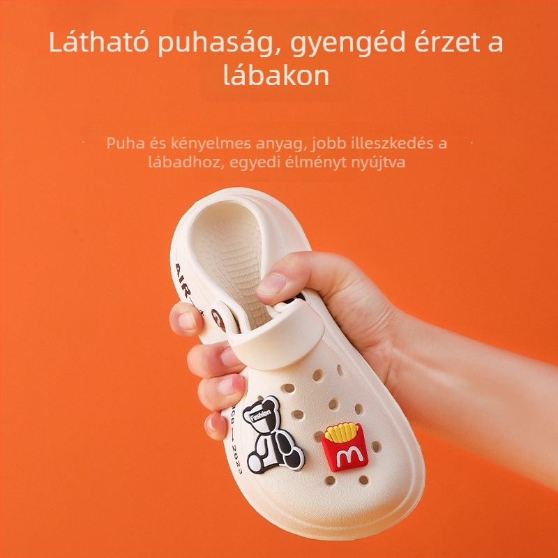 Gyerekek EVA Crocs-stílusú papucs, uniszex, rajzfilm, beltéri és kültéri használatra, 7–12 évesek
