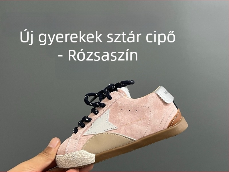 Gyerekeknek való velúr sportcipő ötágú csillag mintával, Velcro zár, gumitalp, téli 2025 kiadás