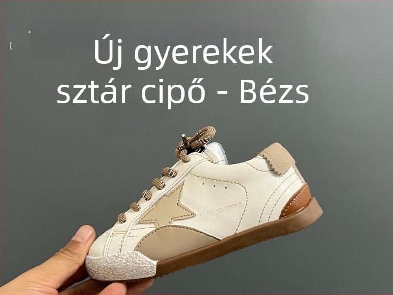Gyerekeknek való velúr sportcipő ötágú csillag mintával, Velcro zár, gumitalp, téli 2025 kiadás