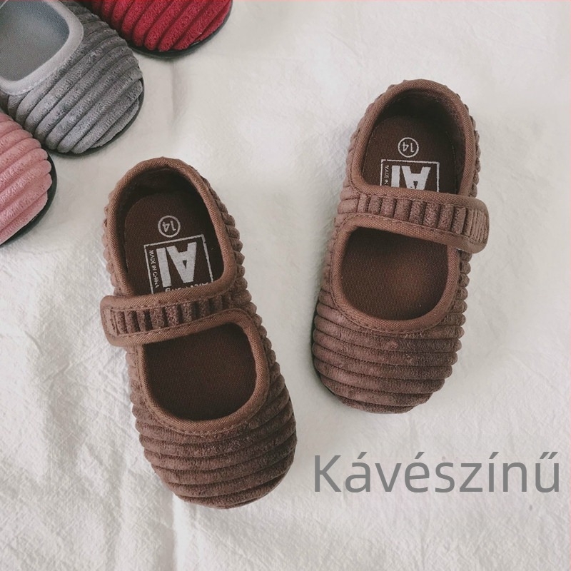 Corduroy vászoncipő lányoknak, alacsony kivágás, hercegnő-stílus, 1-7 évesek