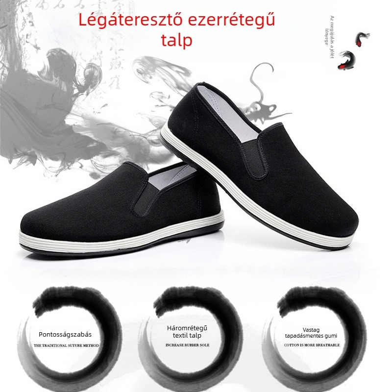 Hagyományos etnikai tánccipő gyerekeknek, uniszex, 7–12 évesek, textilek felső rész, gumi talp