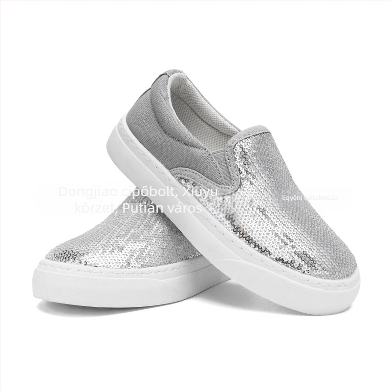 Gyerekeknek készült vászoncipő flitterekkel, Slip-On, uniszex, gumitalp, hálós belső, PU talpbetét