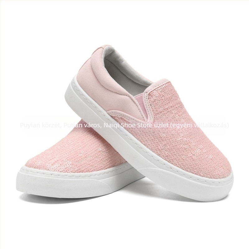 Gyerekeknek készült vászoncipő flitterekkel, Slip-On, uniszex, gumitalp, hálós belső, PU talpbetét