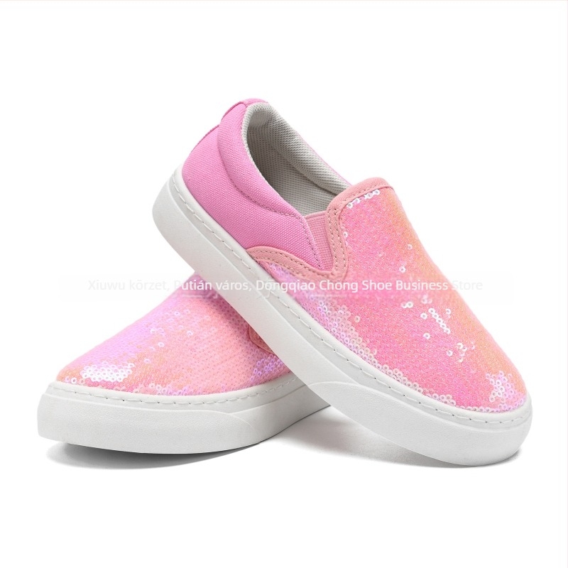 Gyerekeknek készült vászoncipő flitterekkel, Slip-On, uniszex, gumitalp, hálós belső, PU talpbetét
