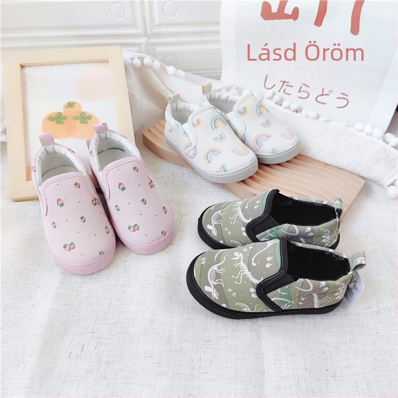 Tavaszi japán stílusú gyerek slip-on vászoncipő, puha talppal, uniszex
