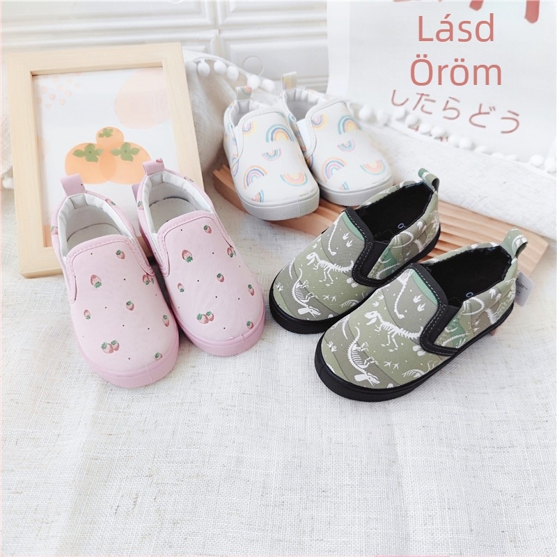 Tavaszi japán stílusú gyerek slip-on vászoncipő, puha talppal, uniszex