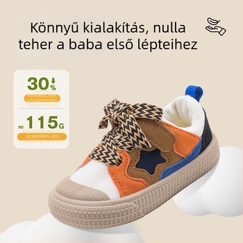 Yingbei Minnie gyerek vászoncipő színes panelekkel, puha talppal, párnázott szegéllyel, mindennapi sétacipő