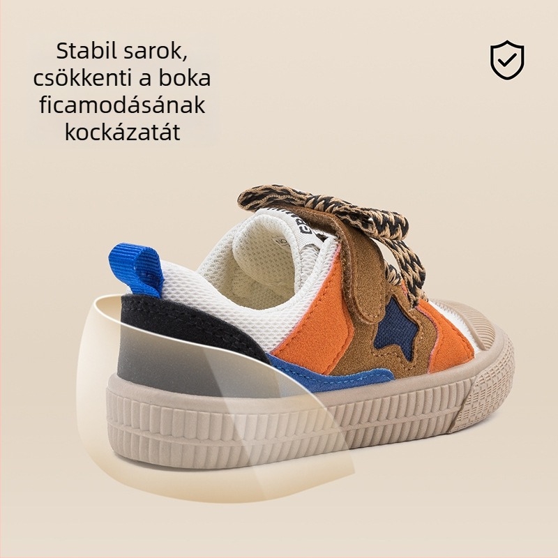 Yingbei Minnie gyerek vászoncipő színes panelekkel, puha talppal, párnázott szegéllyel, mindennapi sétacipő