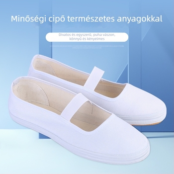 Tai Chi vászon beltéri edzőcipő, légáteresztő, rugalmas pántos záródás, középmagas felsőrész, 3-5 cm sarok