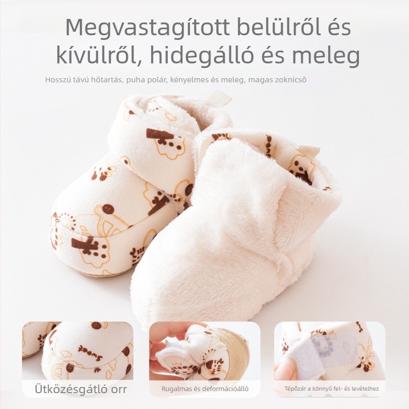 Őszi-téli baba cipők 0–6 hónapos, puha talpú, csúszásmentes, beltéri pamut cipők újszülötteknek