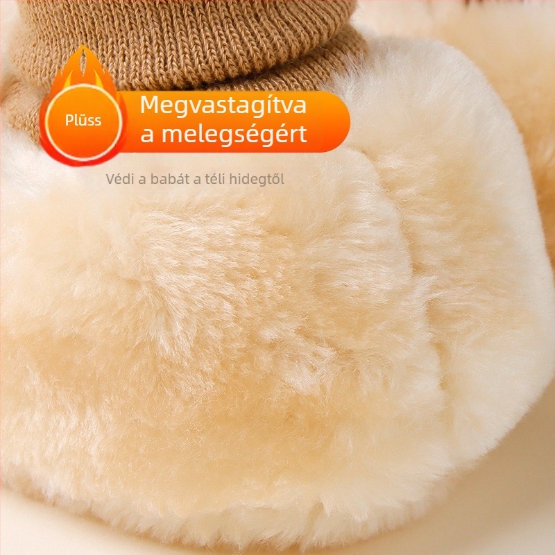 Újszülött babák számára járócipő-zokni szett, őszi–téli meleg, vastag talpú, csúszásmentes, imitált gyapjú bélés, uniszex
