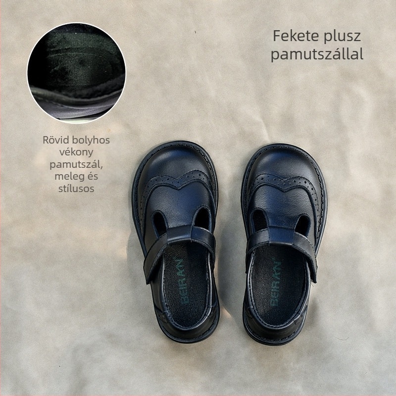 Beran Gyermekeknek – Angol stílusú hercegnő bőrcipő Velcro-zárással