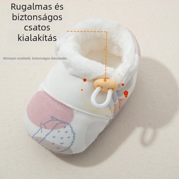 Téli bébicipővédők pamut bélésű, puha talppal, 0–1 éveseknek, csúszásgátló, vastag meleg