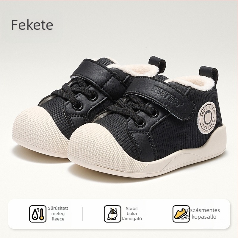 Belleptide téli babacipő, puha talpú, fleece bélés, Velcro zárás, uniszex, mesefigurás dizájn, felsőrész: szintetikus bőr, 6–36 hónaposoknak