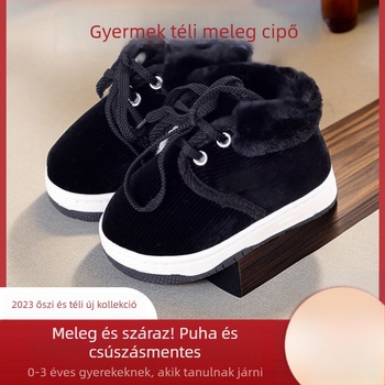 1–3 évesek, uniszex, puha talpú sportcipő, pamut felsőrész, fleece bélés, téli