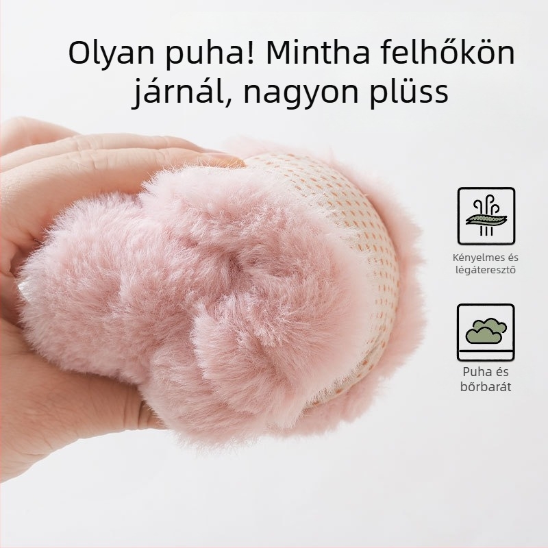 Baba beltéri csúszásmentes cipő puha plüss felsőrésszel, meleg és vastag, Panda rajz, Velcro-zár, 6–12 hónap, uniszex