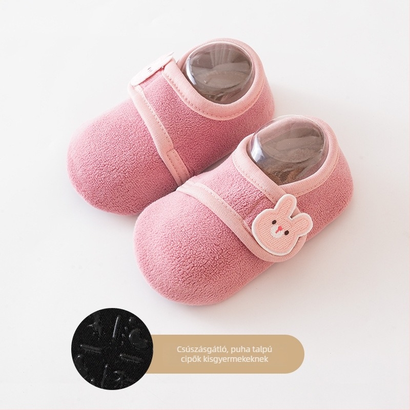 Uniszex babacipő puha talppal, 0–3 év, téli fleece bélés, pamut felső