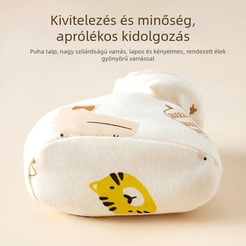 Pamut baba cipő fleece béléssel, puha talppal, 0–12 hónap, uniszex, őszi-téli