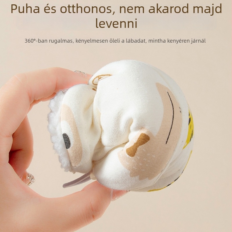 Pamut baba cipő fleece béléssel, puha talppal, 0–12 hónap, uniszex, őszi-téli
