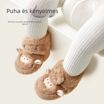 Téli baba pamutcipő, 6–12 hónap, uniszex, fleece bélés, puha talppal