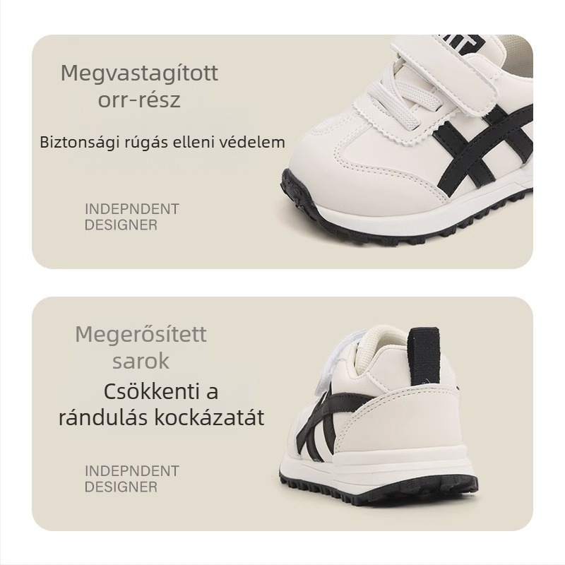Uniszex gyerek tornacipő vászonból, puha talppal, tépőzáras zárás, tavasz–ősz