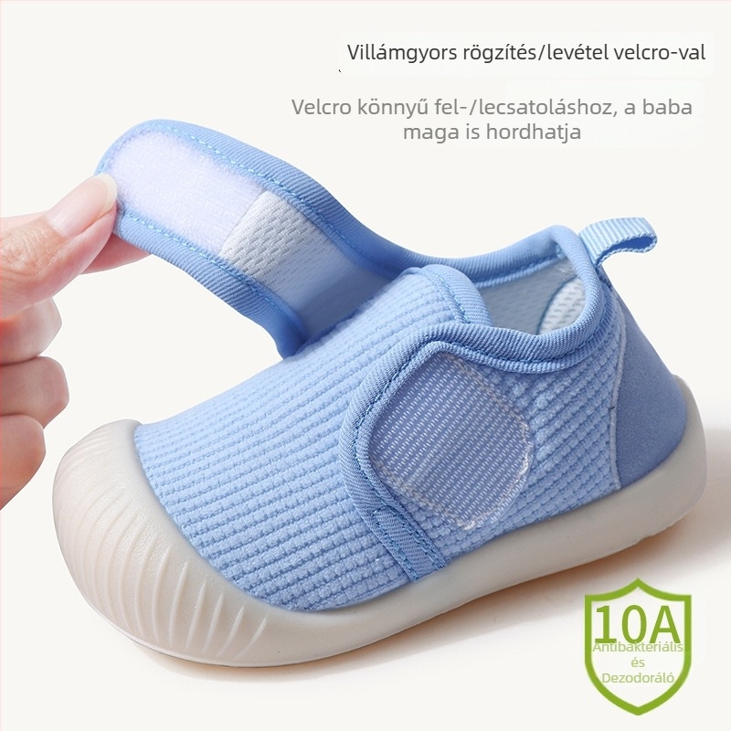 Háló felsőjű nyári gyerekcipő, lélegző, Velcro-zár, alacsony szár, csúszásmentes talppal