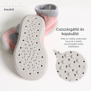 Meleg téli belső cipők babáknak és kisgyermekeknek csúszásmentes talppal, járást segítő cipők és terry zoknik