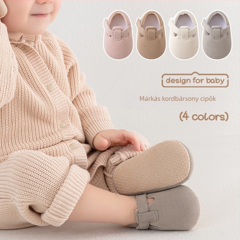 Kisbabák cipő pamut felsőrésszel, légáteresztő, csúszásmentes, kopásálló, alacsony talpú, Velcro-zárás, rácsos mintázat, 12–48 hónap között