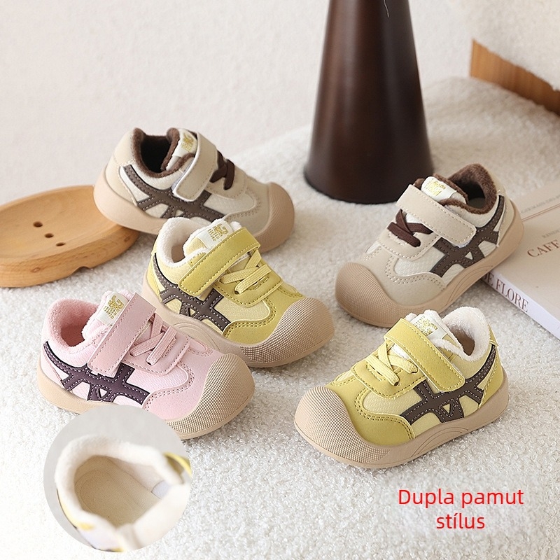 12–36 hónapos korosztály számára, bőrbaba cipő, alacsony felső rész, Velcro-zár, csúszásmentes talp, puha talp