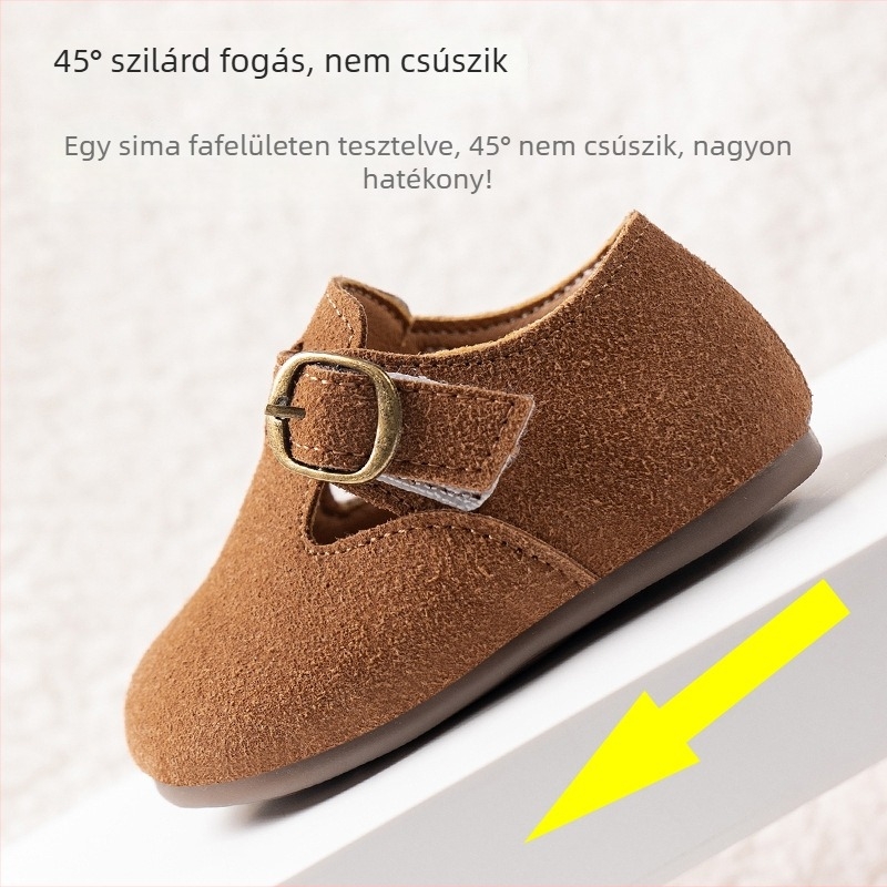 Gyerekeknek készült bőrcipő, puha talppal, Velcro pánttal, mikroszálas bőr felsőrész, alacsony felső rész