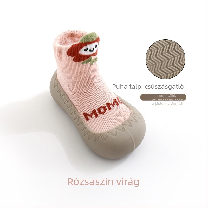 Baba- és kisgyermekek belső cipői, tavasz–ősz, csúszásmentes, vízálló, puha gumitalppal, 12–36 hónaposaknak