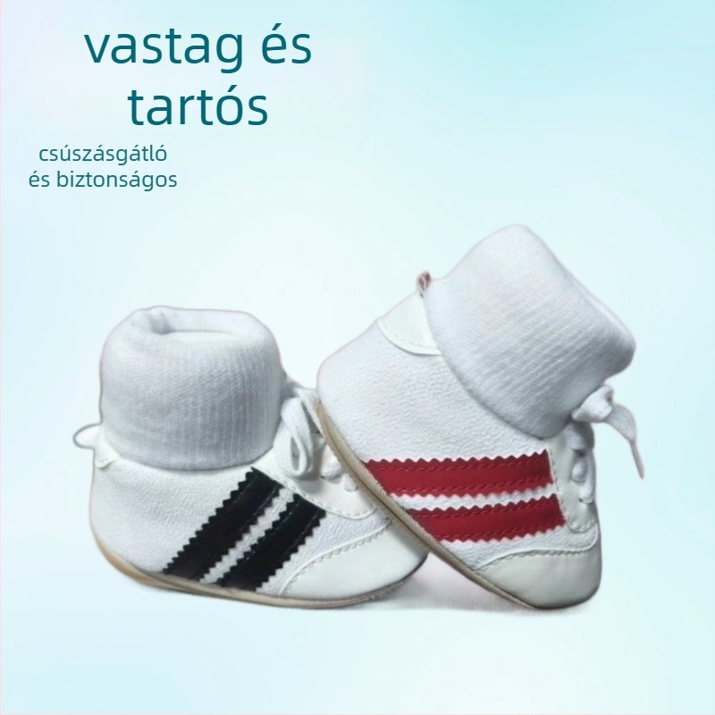 Baba zoknis cipő, puha talppal, felső része műbőr, fleece bélés, téli, 6-12 hónap