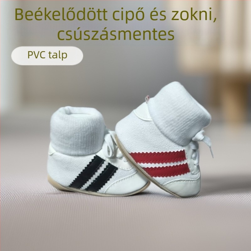 Baba zoknis cipő, puha talppal, felső része műbőr, fleece bélés, téli, 6-12 hónap