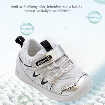 Uniszex gyerekcipő a járás tanulásához - felsőrész mikro-szálas bőr + mesh, csúszásmentes gumi talp, Velcro-zár, cartoon mintázat, 12–36 hónapos korosztálynak
