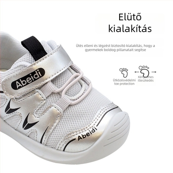 Uniszex gyerekcipő a járás tanulásához - felsőrész mikro-szálas bőr + mesh, csúszásmentes gumi talp, Velcro-zár, cartoon mintázat, 12–36 hónapos korosztálynak