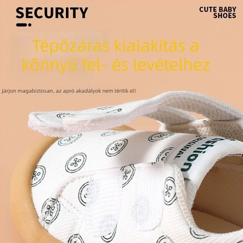 Unisex babacipő gyermekeknek és totyogóknak, csúszásmentes, kopásálló, puha talpú, légáteresztő, Velcro-zárás, 0-3 éveseknek