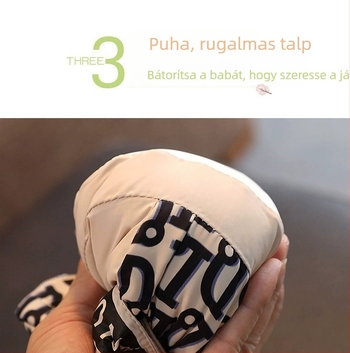 Téli babacipő 3–12 hónapos babáknak, szél- és vízálló, csúszásmentes pamutcipő fleece béléssel, vastag puha talppal, meleg, a korai járáshoz