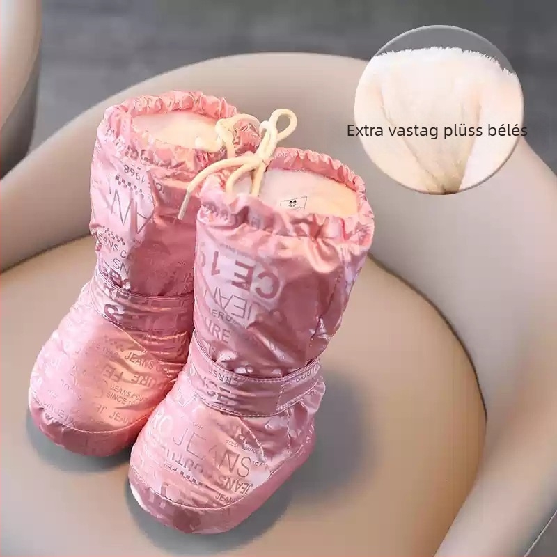Téli babacipő 3–12 hónapos babáknak, szél- és vízálló, csúszásmentes pamutcipő fleece béléssel, vastag puha talppal, meleg, a korai járáshoz