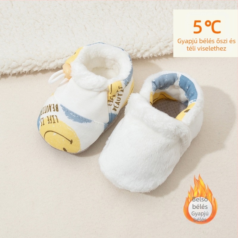 Bébi járócipő fleece béléses, vastagított, téli, 0–12 hónap, uniszex, puha talp, csúszásmentes