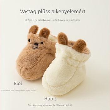 Baba zoknis cipő, puha talppal, 12–36 hónap, felső rész: korallfleece / polár fleece, téli 2024
