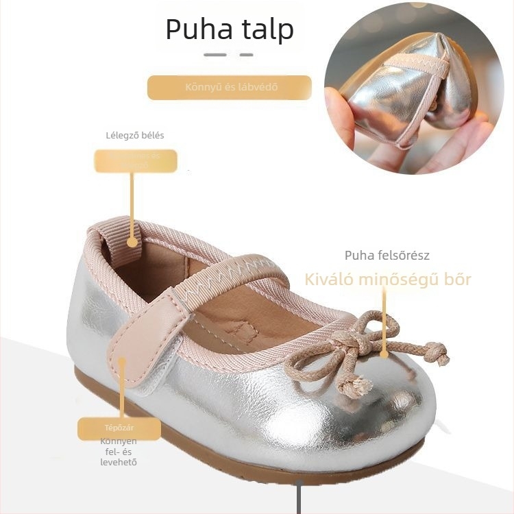 Koreai stílusú baba lány cipő, 12–36 hónap, csúszásmentes, puha talp, légáteresztő, PU bőr