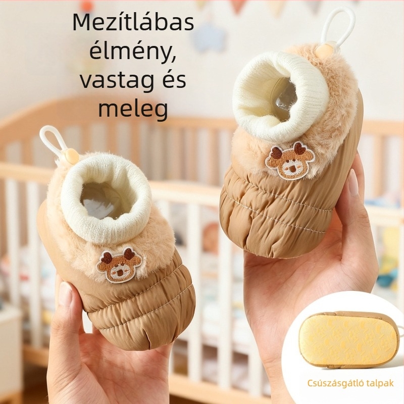 Őszi-téli babacipők 6-12 hónaposoknak, fleece béléssel, meleg, puha talpú, tanuló járáshoz