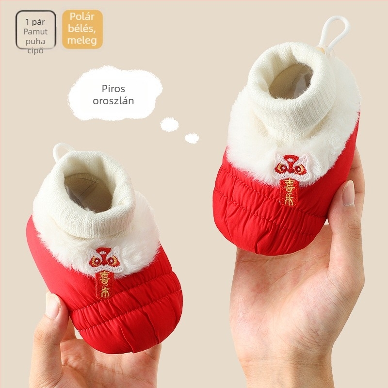 Őszi-téli babacipők 6-12 hónaposoknak, fleece béléssel, meleg, puha talpú, tanuló járáshoz