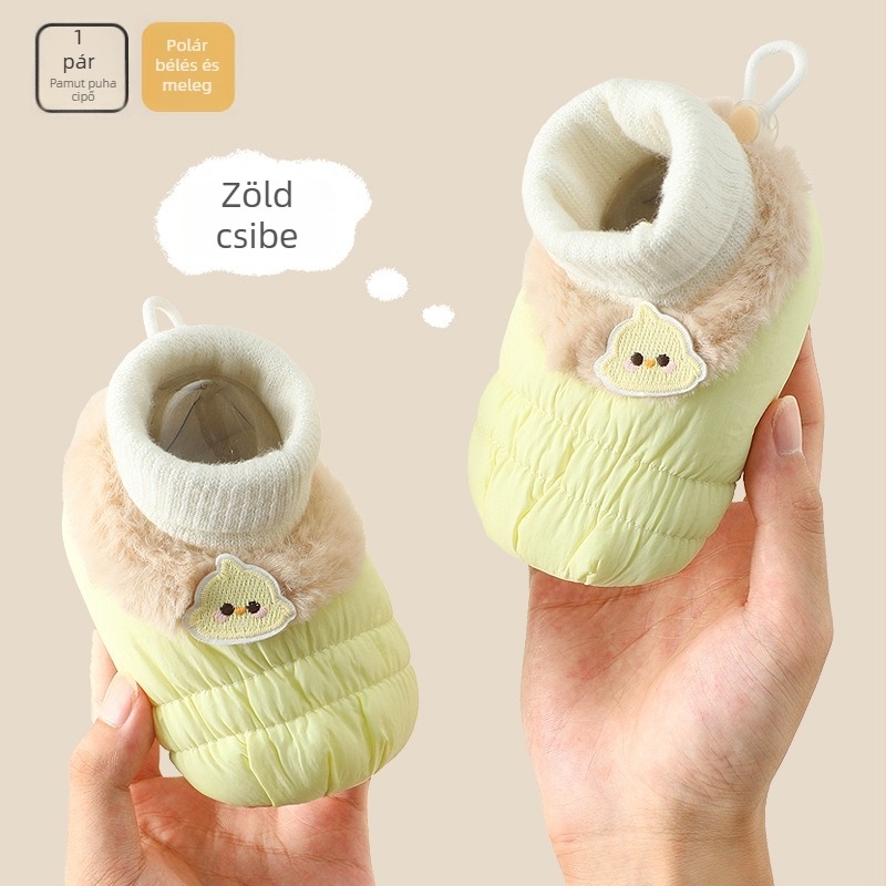 Őszi-téli babacipők 6-12 hónaposoknak, fleece béléssel, meleg, puha talpú, tanuló járáshoz