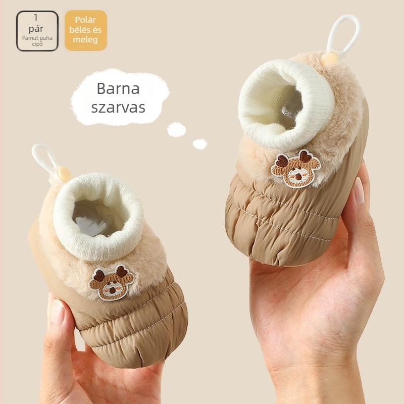 Őszi-téli babacipők 6-12 hónaposoknak, fleece béléssel, meleg, puha talpú, tanuló járáshoz